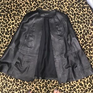 Black leather cape